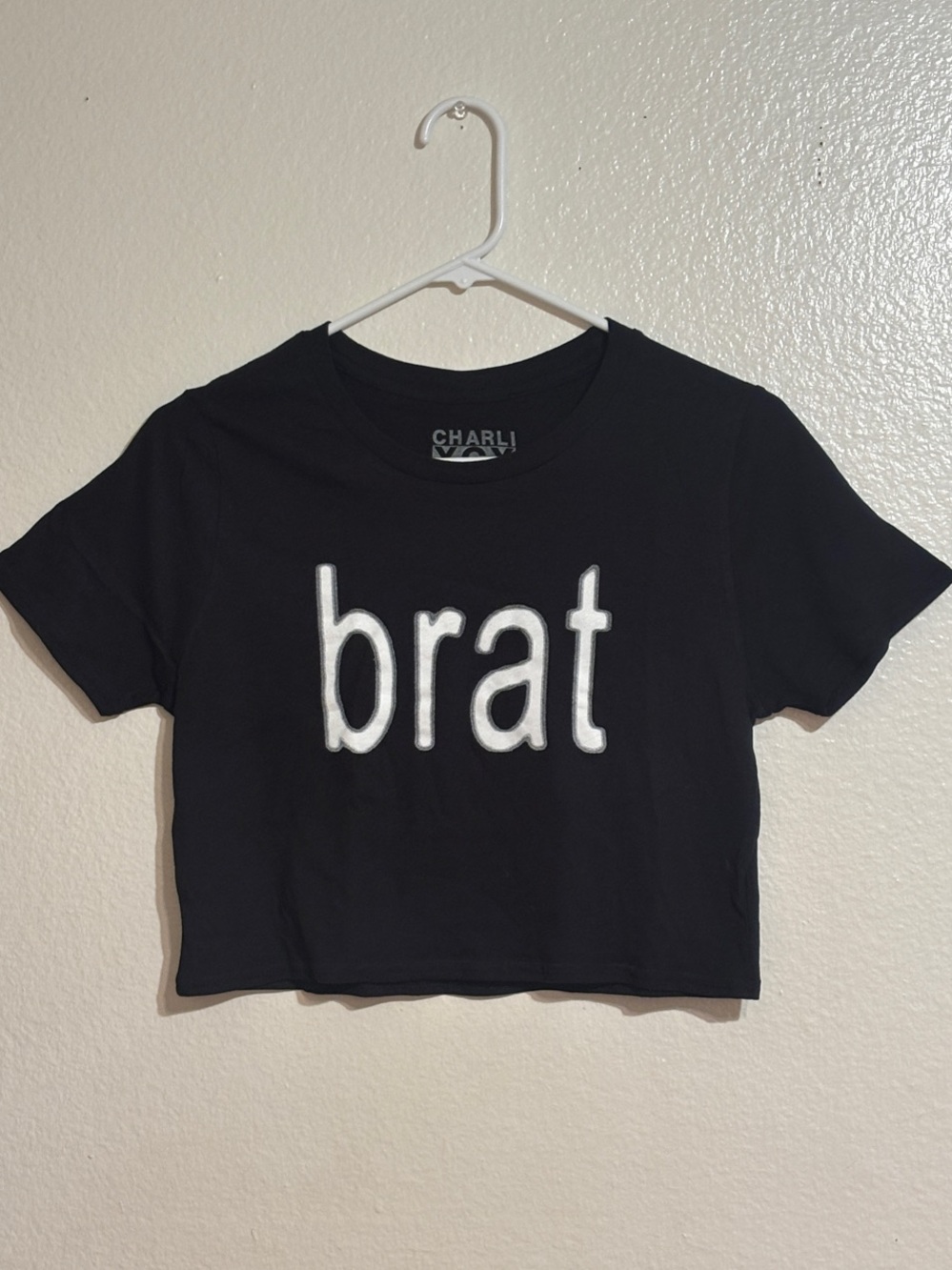 Charli XCX Brat Black Cropped Graphic Tee-Official Merchandise